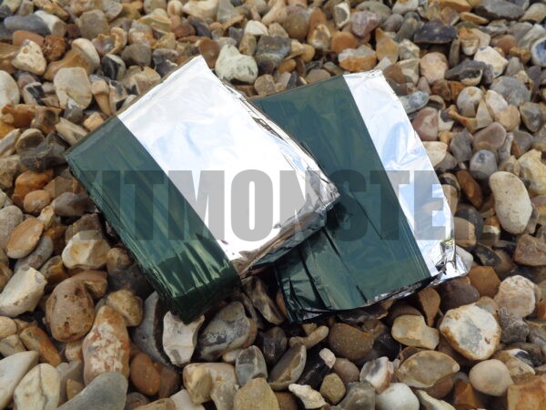 tactical silver / green foil hypothermia survival space blanket