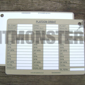 Card, Slate, A6, Aide Memoire, Commanders', ORBAT, Platoon (P)
